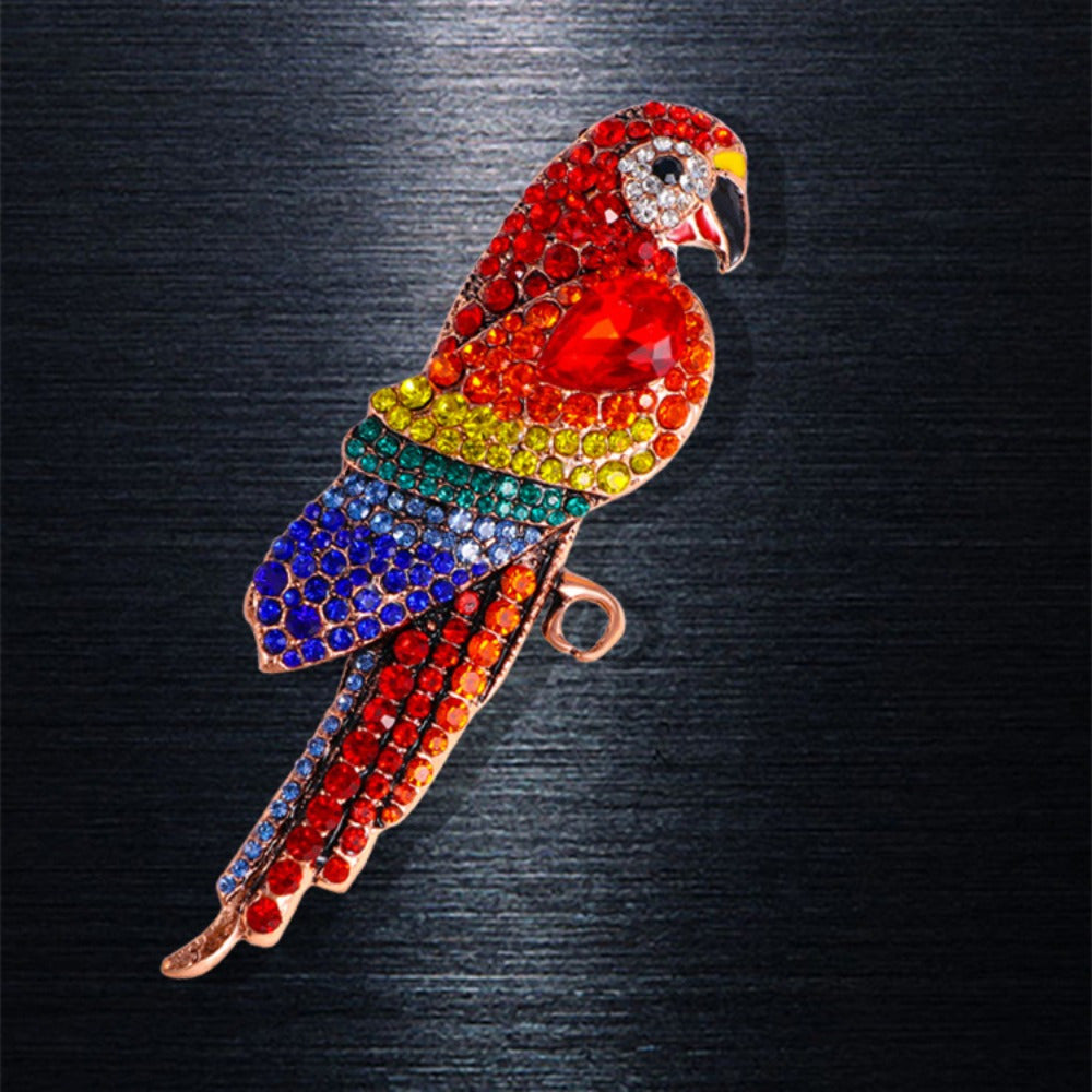 Colorful Rhinestone Parrot Brooch for Men and Women Animal Pin Jewelry Accessory
