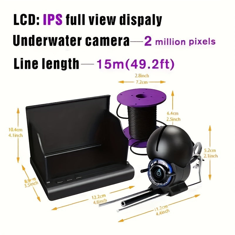 Cámara de pesca HD de 4.3 pulgadas con visión nocturna, cable de 30 m, detección de gran angular