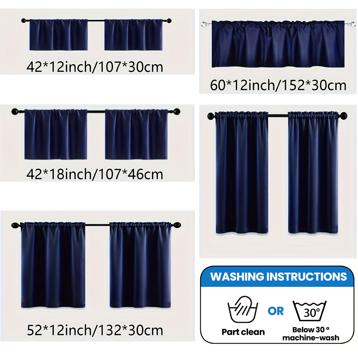 Blackout Curtain Panels for Bedroom and Living Room Black Short Rod Pocket Window Drapes