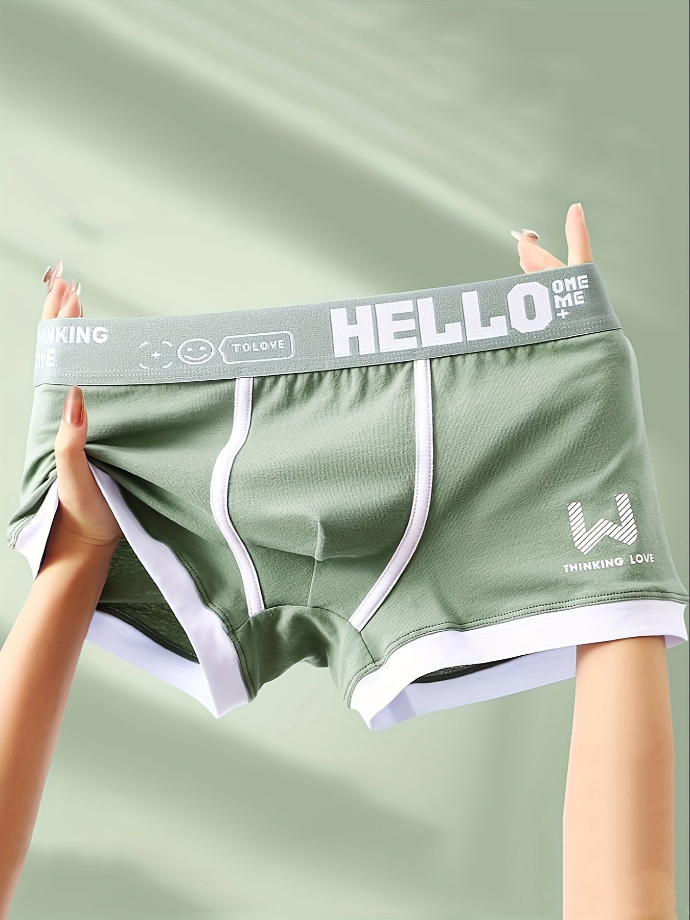 Men's Cotton Boxer Briefs Pack of 6 Alphabet Pattern Medium Stretch Knit Comfortable Underwear