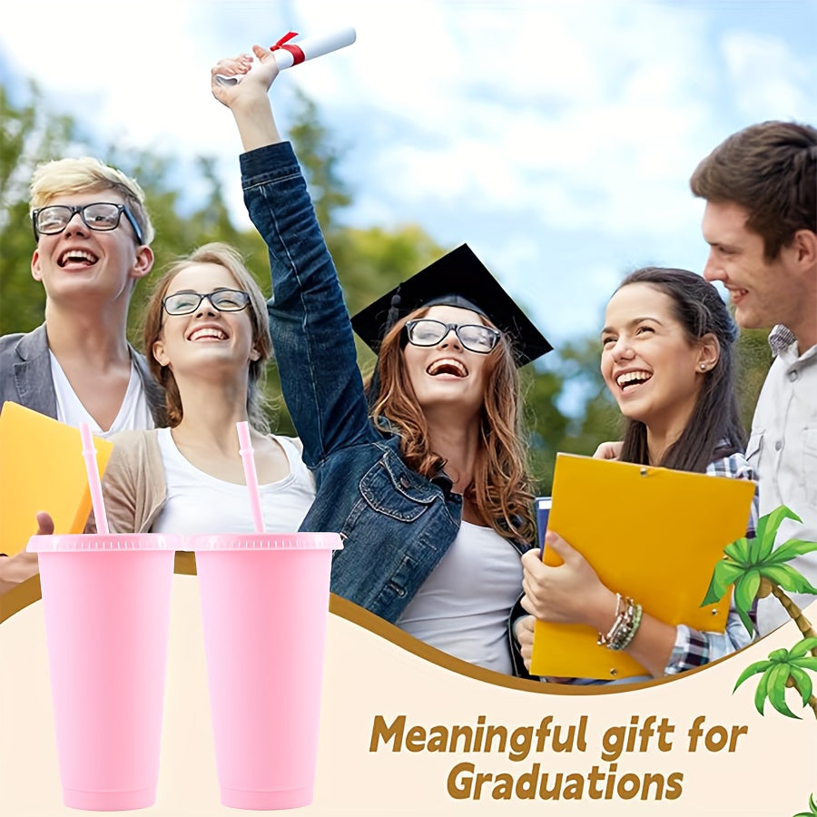 5/10 Qizil plastik stakanlar qopqoq va qalamchalar bilan, 24oz, yozgi partiyalar va basseyn atrofida foydalanish uchun ideal. Faqat qo'lda yuvish, PVCsiz. Sovg'alar va bezaklar uchun ajoyib.