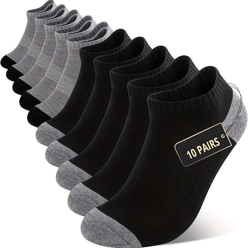 Men's Athletic Running Socks Cushioned Moisture-Wicking Knit Fabric Solid Colors