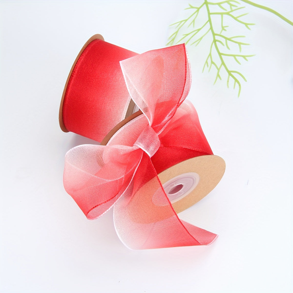 1 ta qatorli rang-barang gradient shaffof organza lenta DIY tort qadoqlash, sovg'a o'rash va bayram bezatish uchun