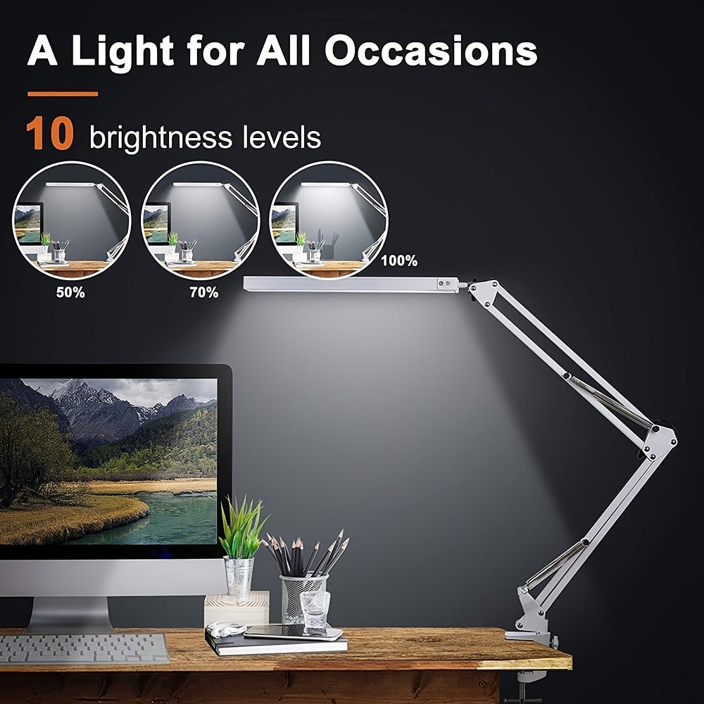 Lámpara de escritorio con clip LED súper brillante con 3 temperaturas de color y 10 niveles de brillo