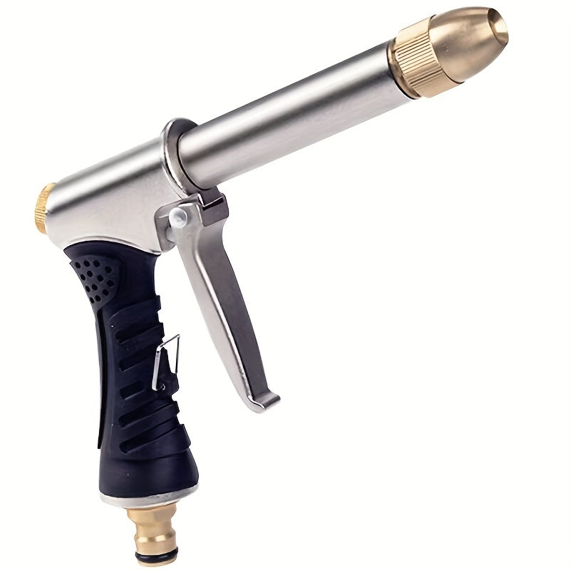High-Pressure Metal Car Wash Water Gun Kit with Adjustable Nozzle and Rubber Hose for Garden and Outdoor Cleaning