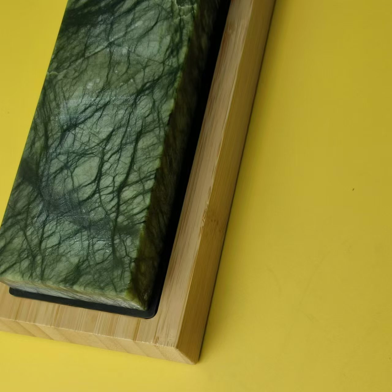 Bamboo Corundum Sharpening Stone with Wooden Holder Kitchen Sharpener