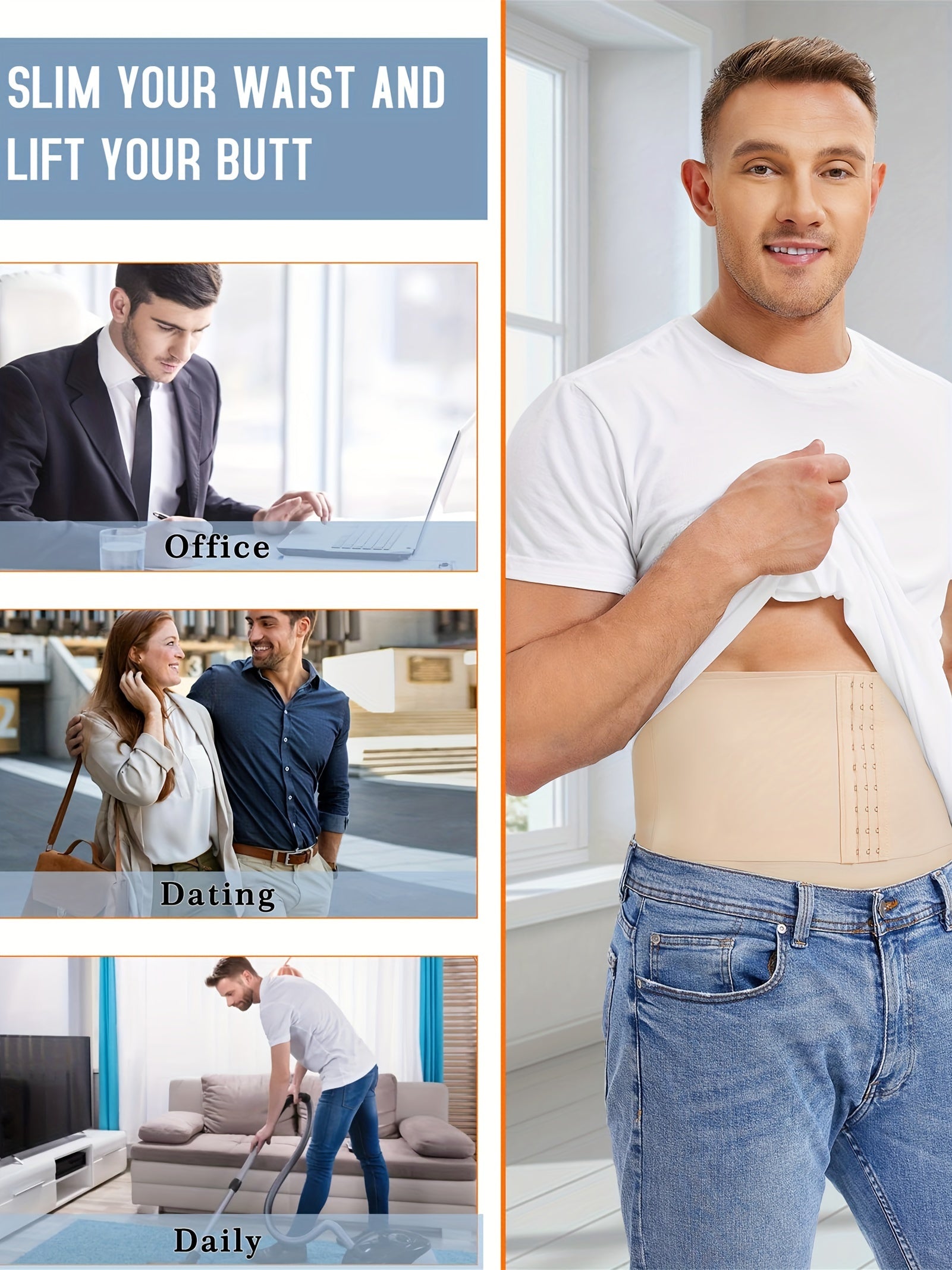 Men's High-Waisted Compression Shorts Slim Fit Shapewear Nylon Spandex Sports