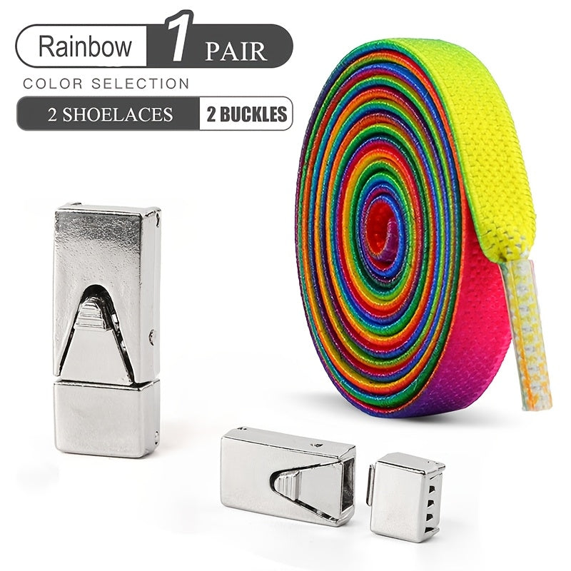 Unisex Elastic Shoelaces Set with Buckles for Sneakers and Canvas Shoes