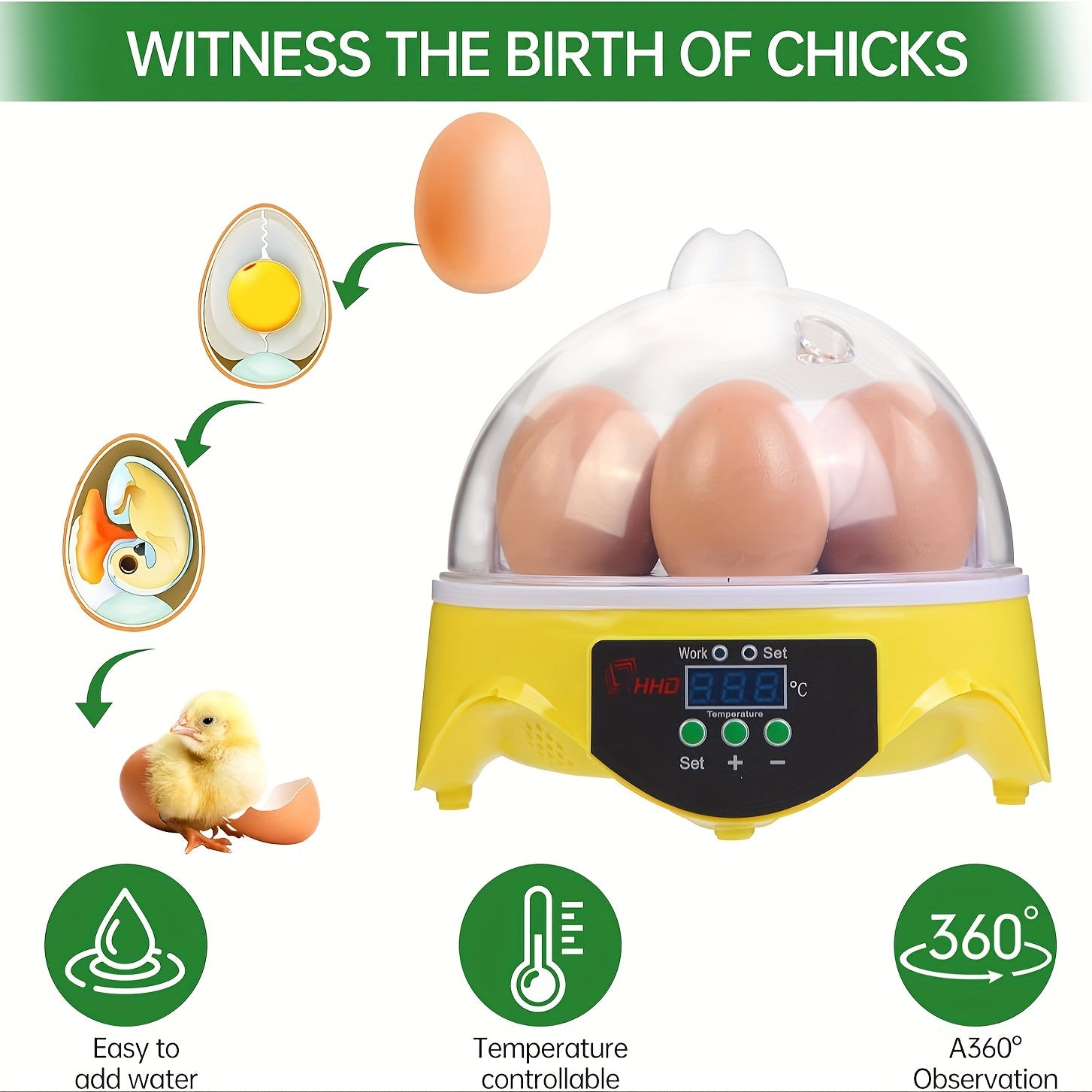 7-Piece Automatic Temperature Control Incubator 110V 220V European Plug