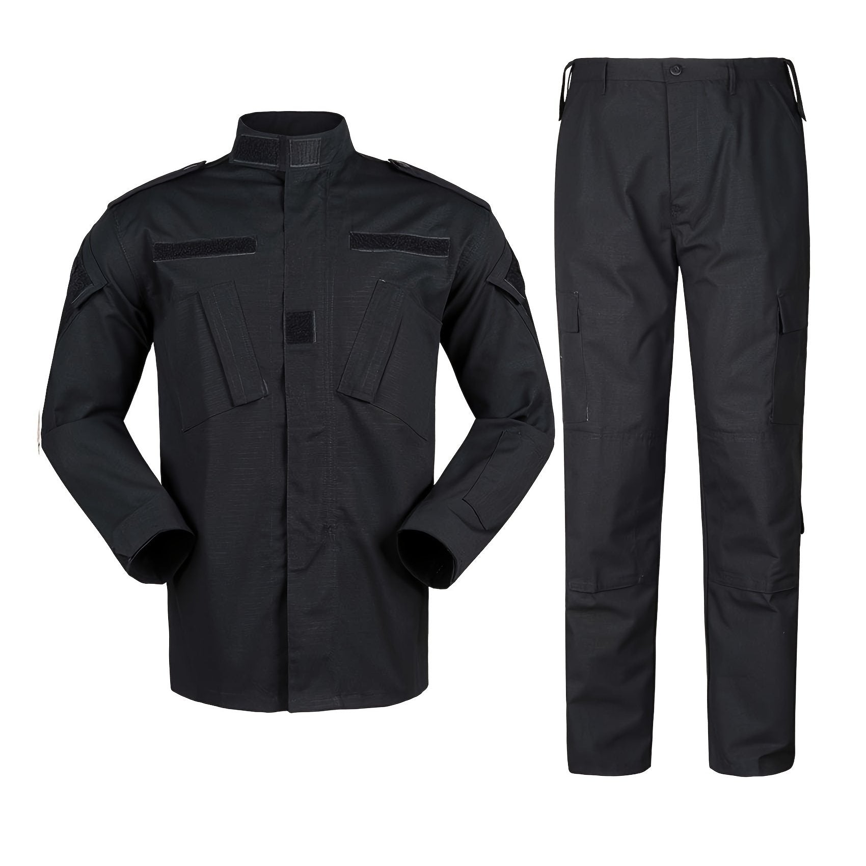 Conjunto de traje de entrenamiento con camuflaje de segunda generación, poliéster, chaqueta resistente con cremallera y pantalones cargo para actividades al aire libre