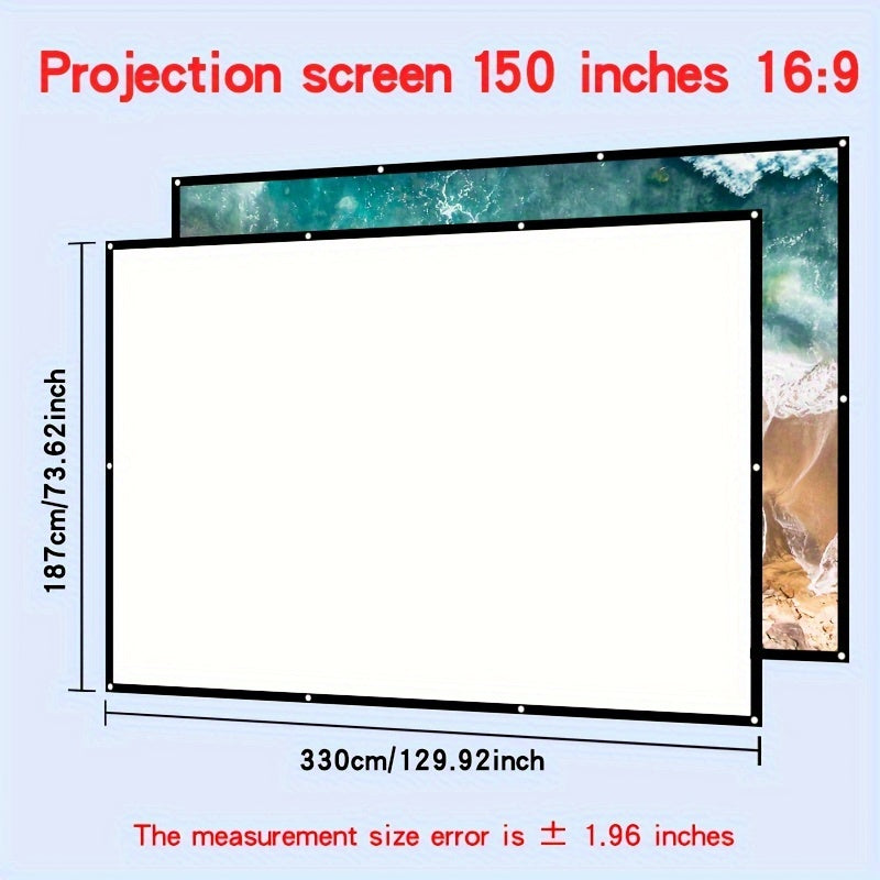 Two-Sided 4K Projection Screen Polyester Fabric Space-Saving Large for Home Theater