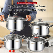 8-Piece Stainless Steel Cookware Set with Lids for Soup, Pasta, and Seafood