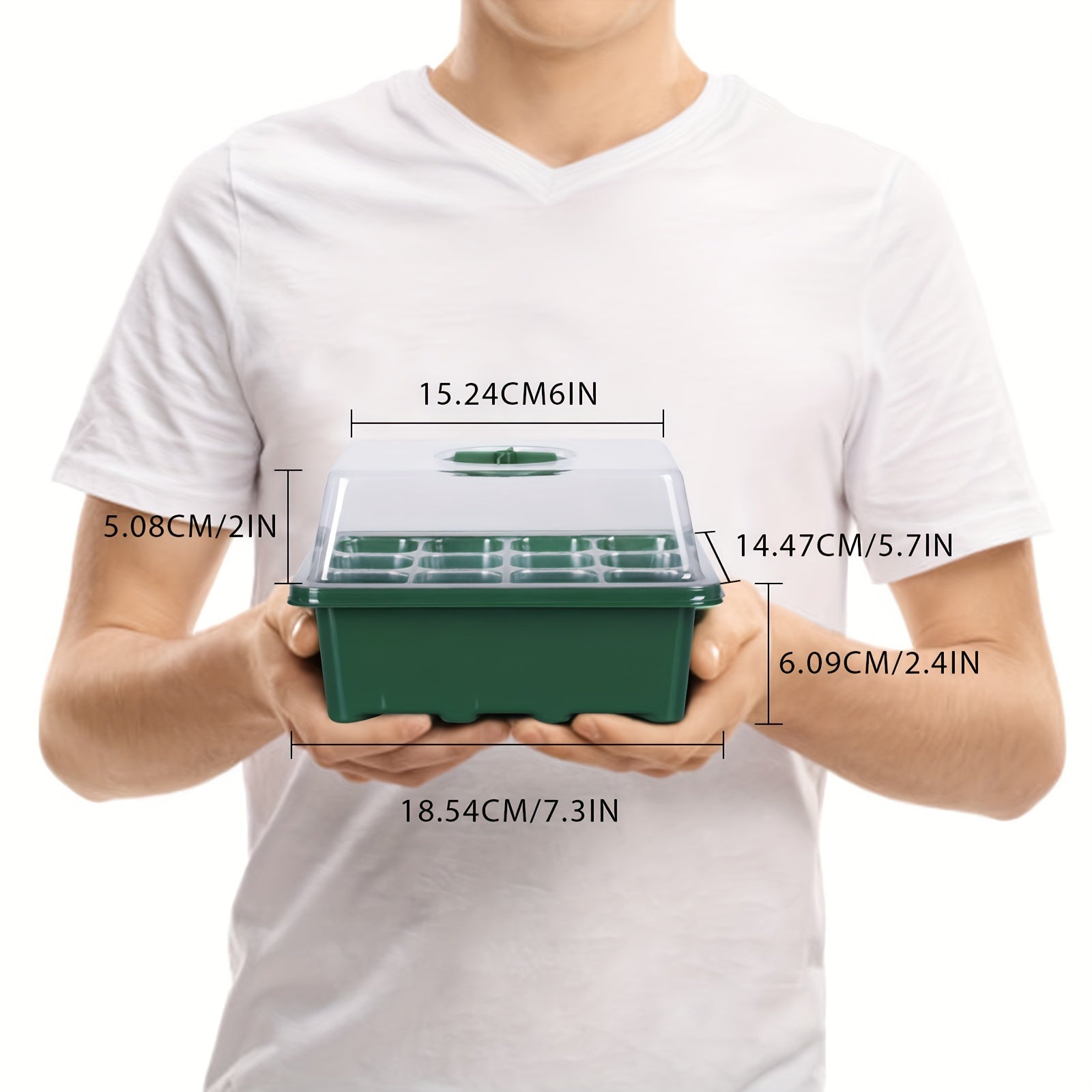 Seed Starting Tray with 120 Cells, Elevated Lids, Adjustable Humidity Vents, Green and Black