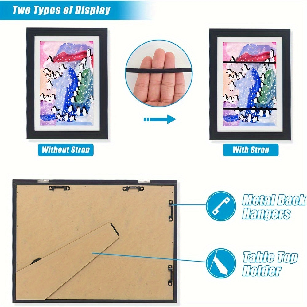 Marco de galería negro para obras de arte, montaje vertical o en pared, respaldo de caballete