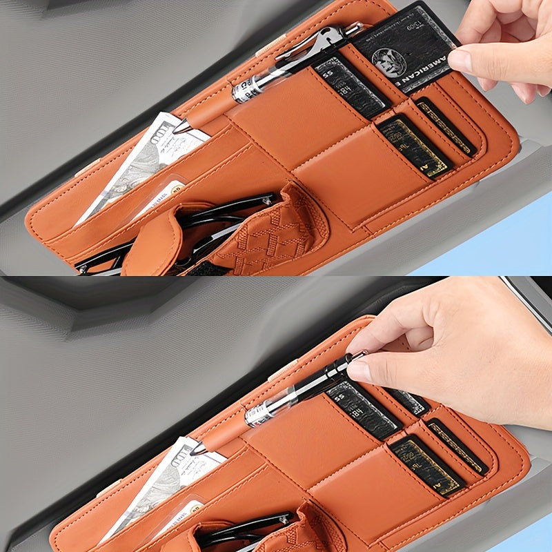 Car Sun Visor Organizer with Multiple Pockets Credit Card Slots Universal Fit