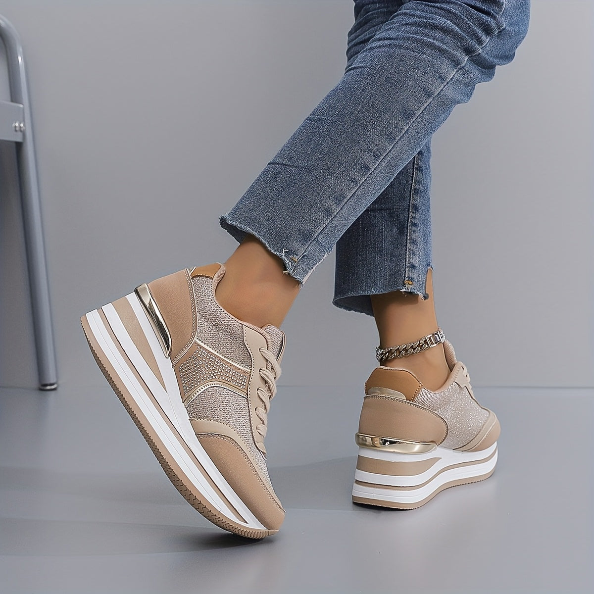 Women's Mesh Casual Sneakers With Thick Soles All-Season Breathable