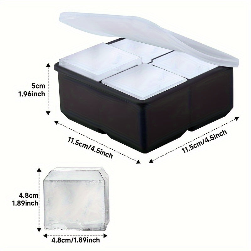 Large Silicone Ice Cube Tray With Lid Square Ice Molds Big Block Stackable