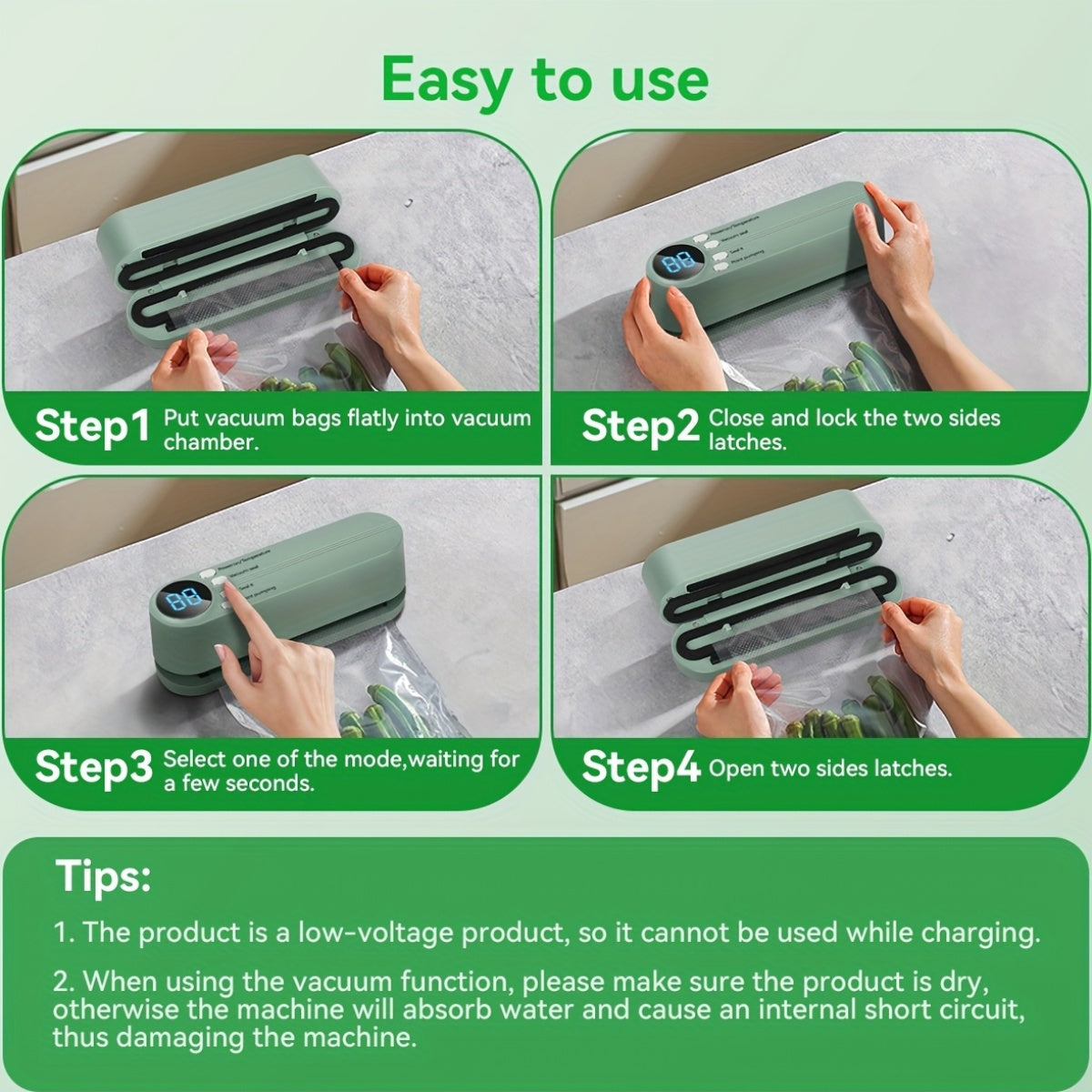 Set de sellado al vacío recargable por USB con pantalla digital, bomba de sellado rápido, bolsas selladas, ideal para preservar alimentos, diseño compacto