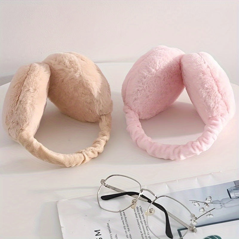 Flexible Polyester Ear Warmers with Fleece, Foldable Winter Ear Protection
