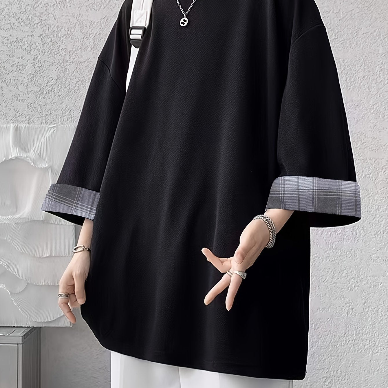 Kattalar Boho qisqa sleeve polyester futbolka krujka bo‘yi yozgi erkin fit to‘q rang