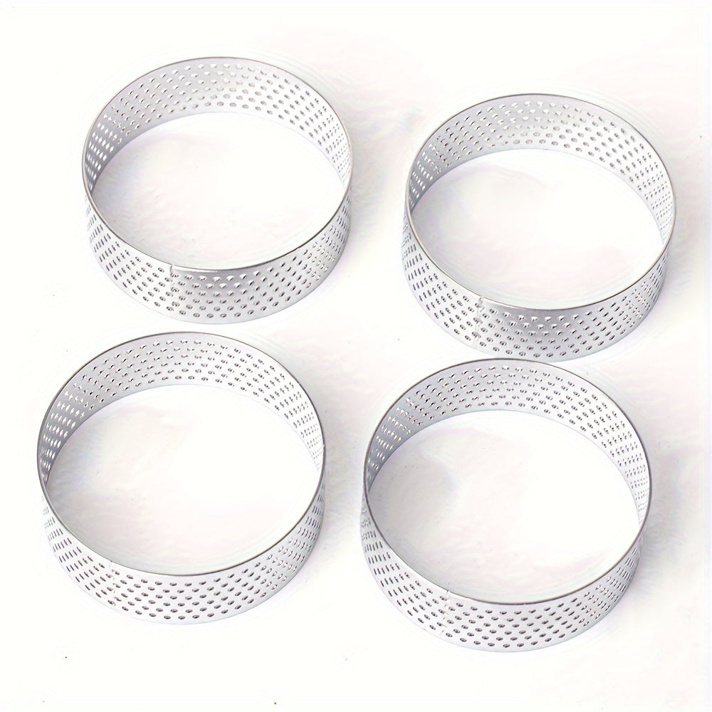 Set of 2-12 Stainless Steel Round Tart Rings for Baking Cheesecake Cookies Pastries