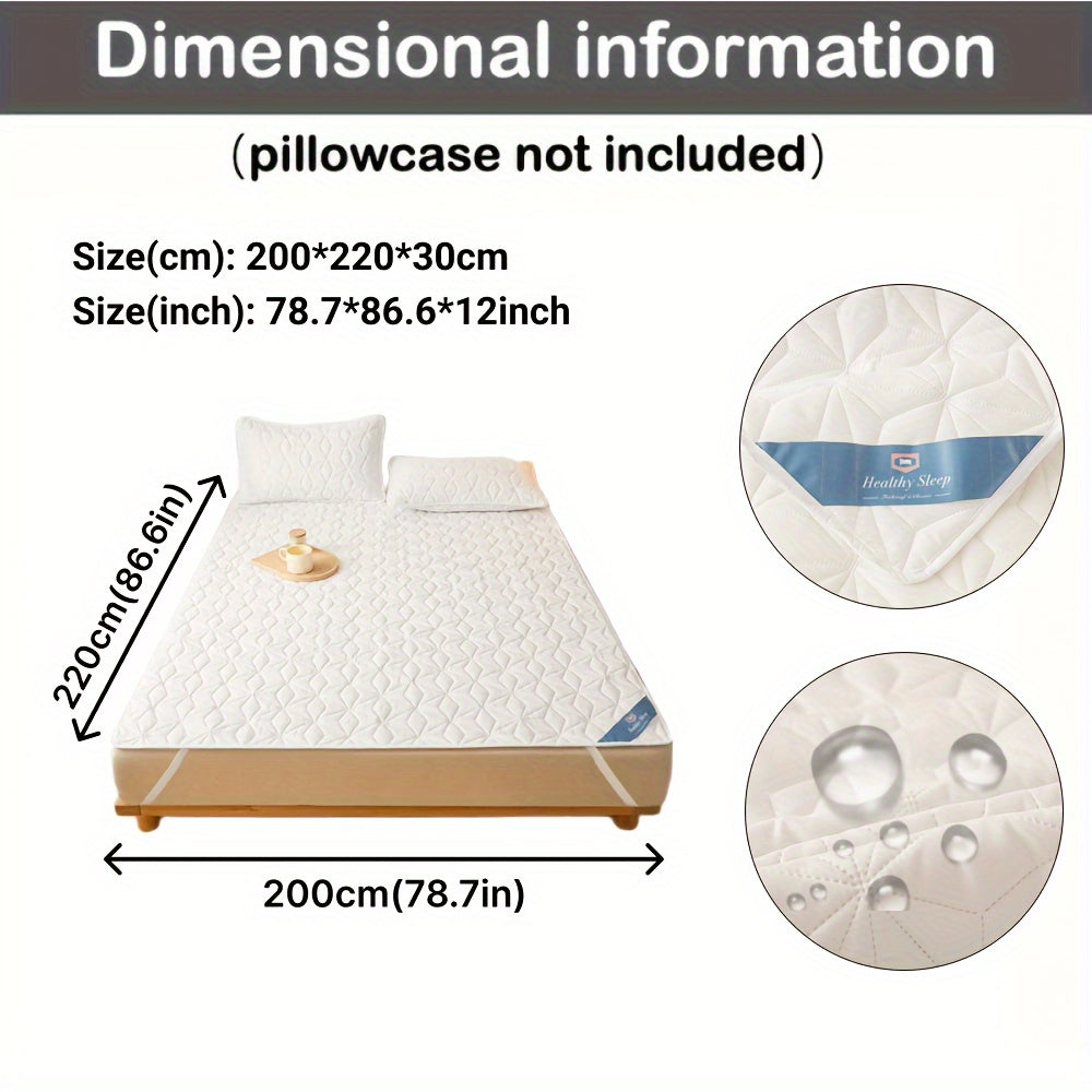 Водонепроницаемый стеганый защитный матрасник на 1 предмет (наволочка не включена), дышащая подкладка с эластичными ремнями для покрытия кровати, нескользящий топпер для всех сезонов, идеально подходит для Ид аль-Адха