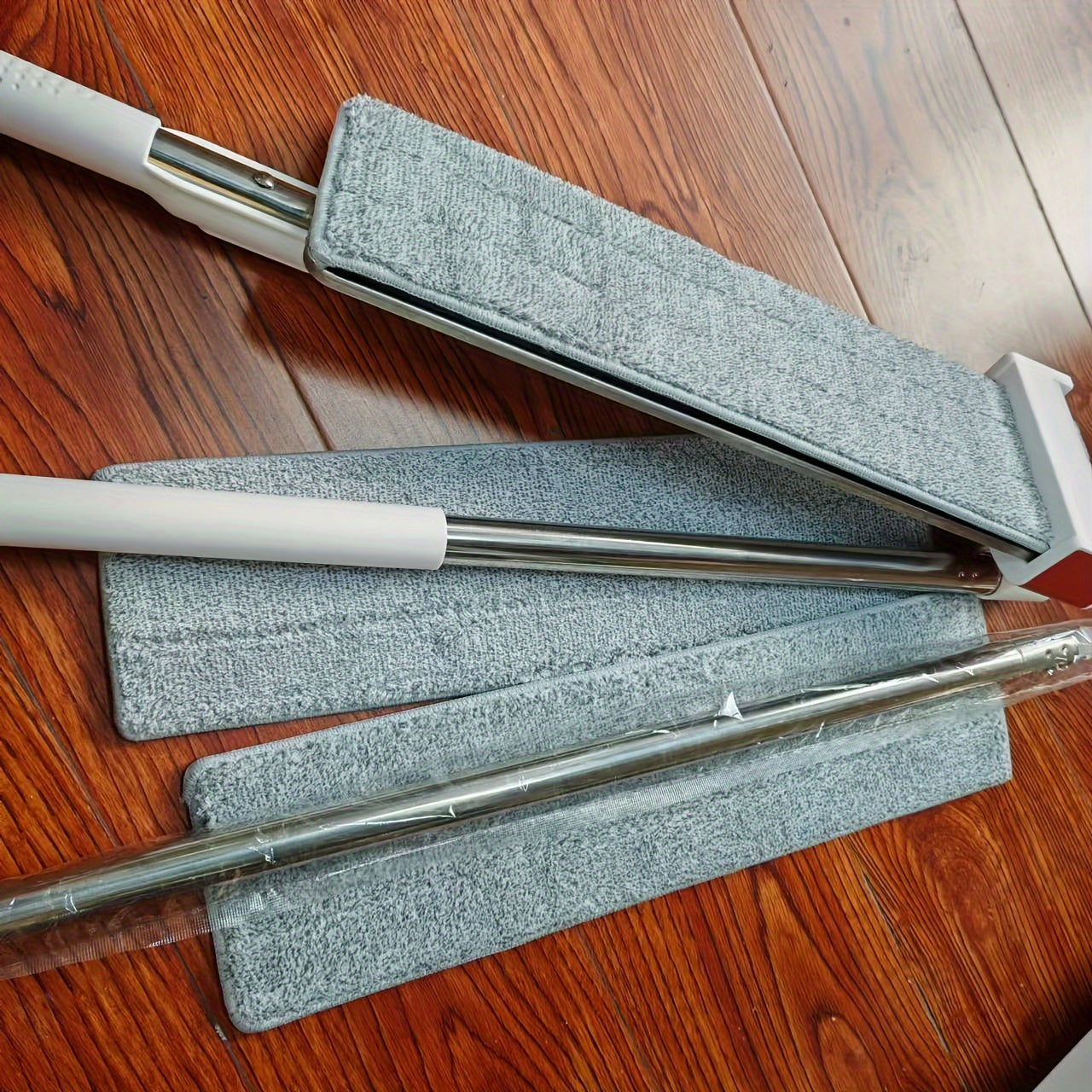 Stainless Steel Flat Mop with 180cm Handle, Reusable Pads, Wet and Dry Cleaning
