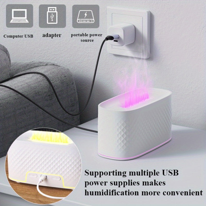 Usb-Powered LED Flame Humidifier with 7 Light Colors for Home Office