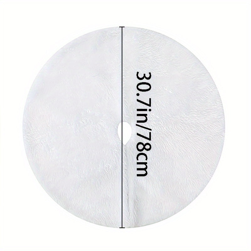 White Plush Christmas Tree Skirt 77.98cm Festive Decor with Ornaments