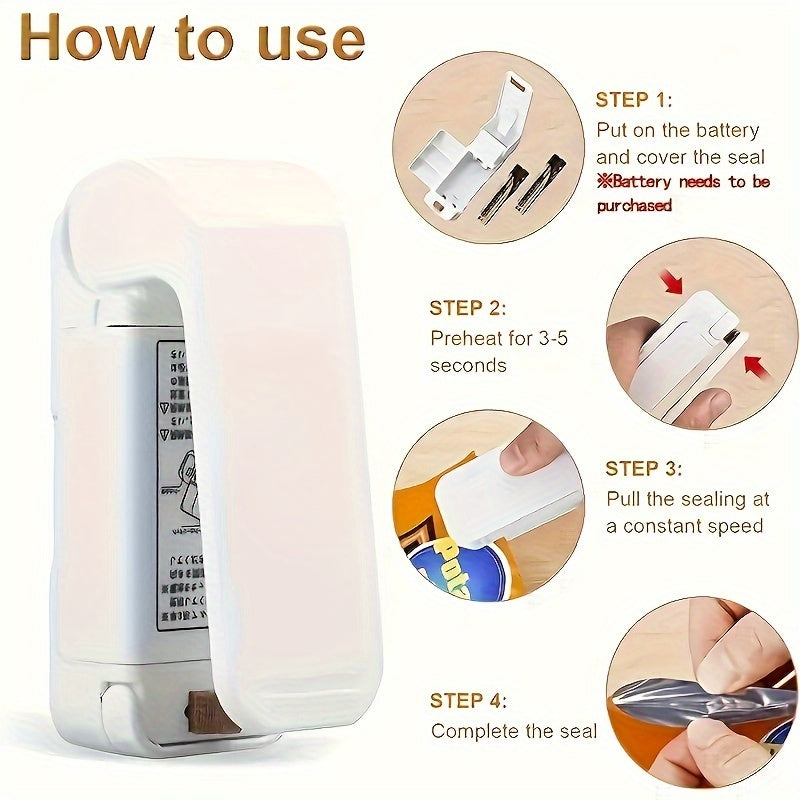 Портативный ручной запайщик для продуктов, компактный пластиковый запайщик пакетов, без батареек
