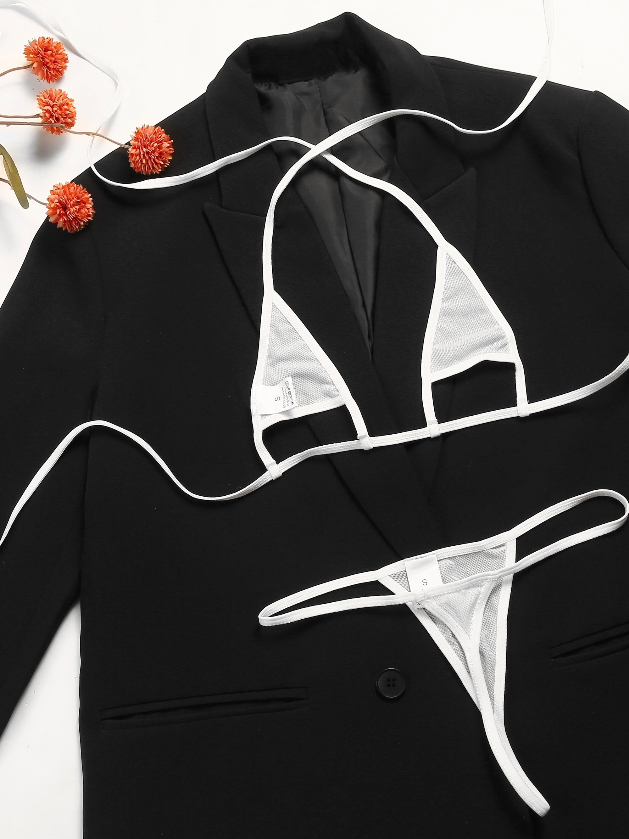 Sheer Mesh Lingerie Set with Halter Bra and Thong for a Sexy Look