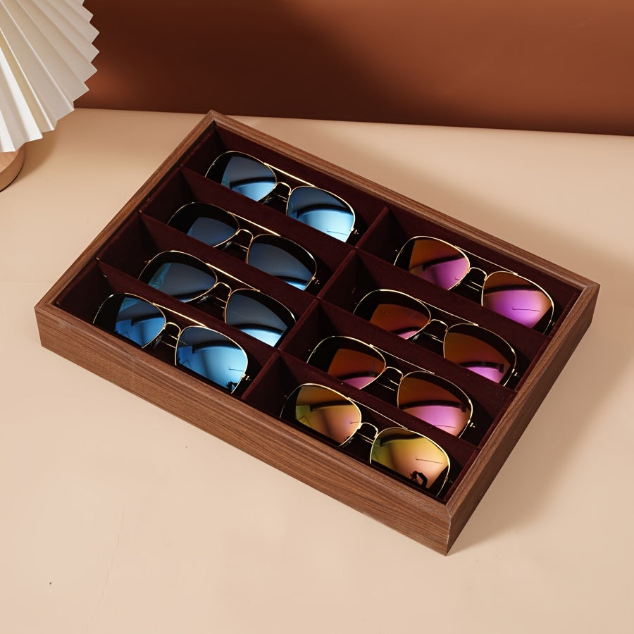 Wooden Grain Jewelry Organizer with 8 Slots for Watches and Accessories