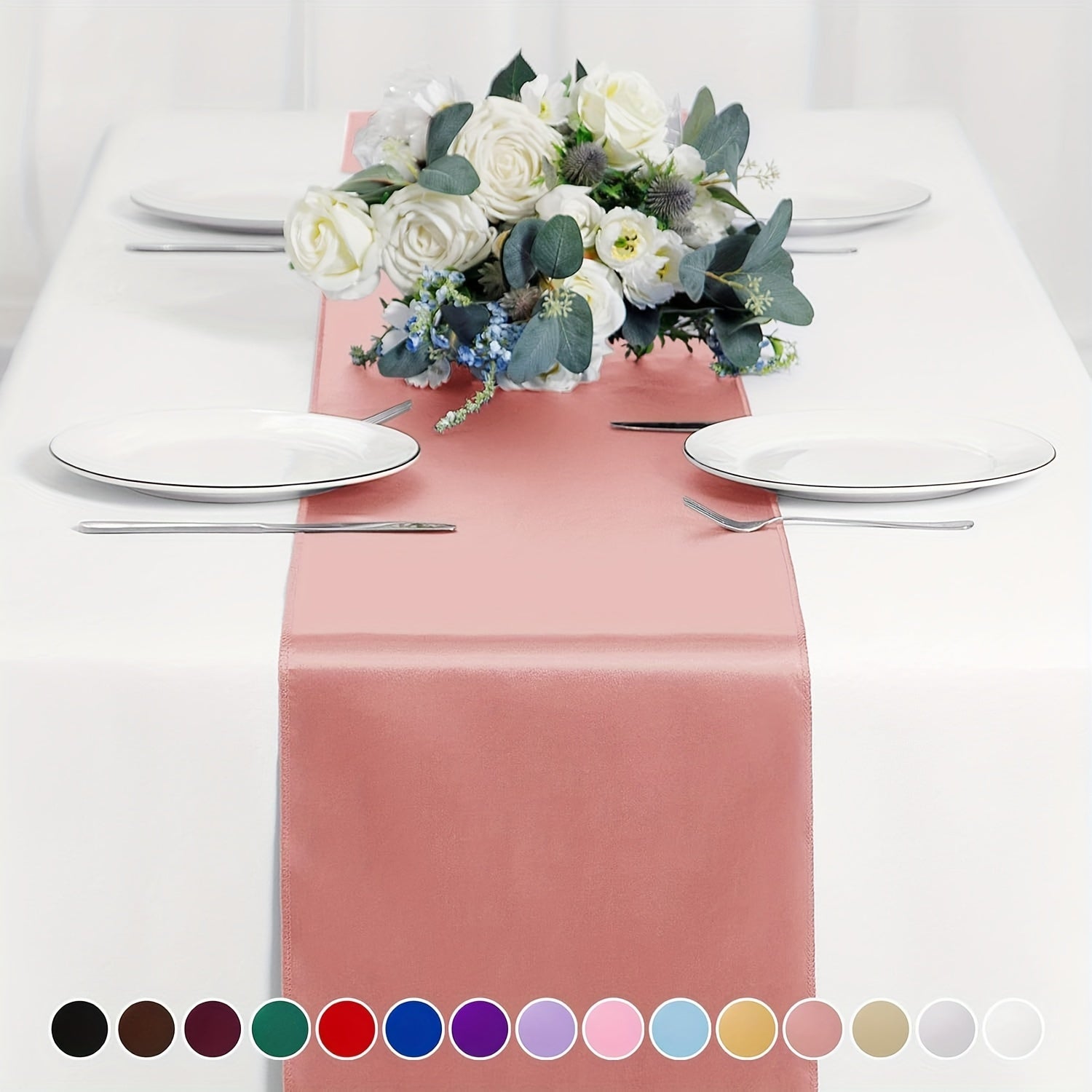 Light Blue Satin Table Runner 30.48 x 274.32 cm for Weddings and Formal Events