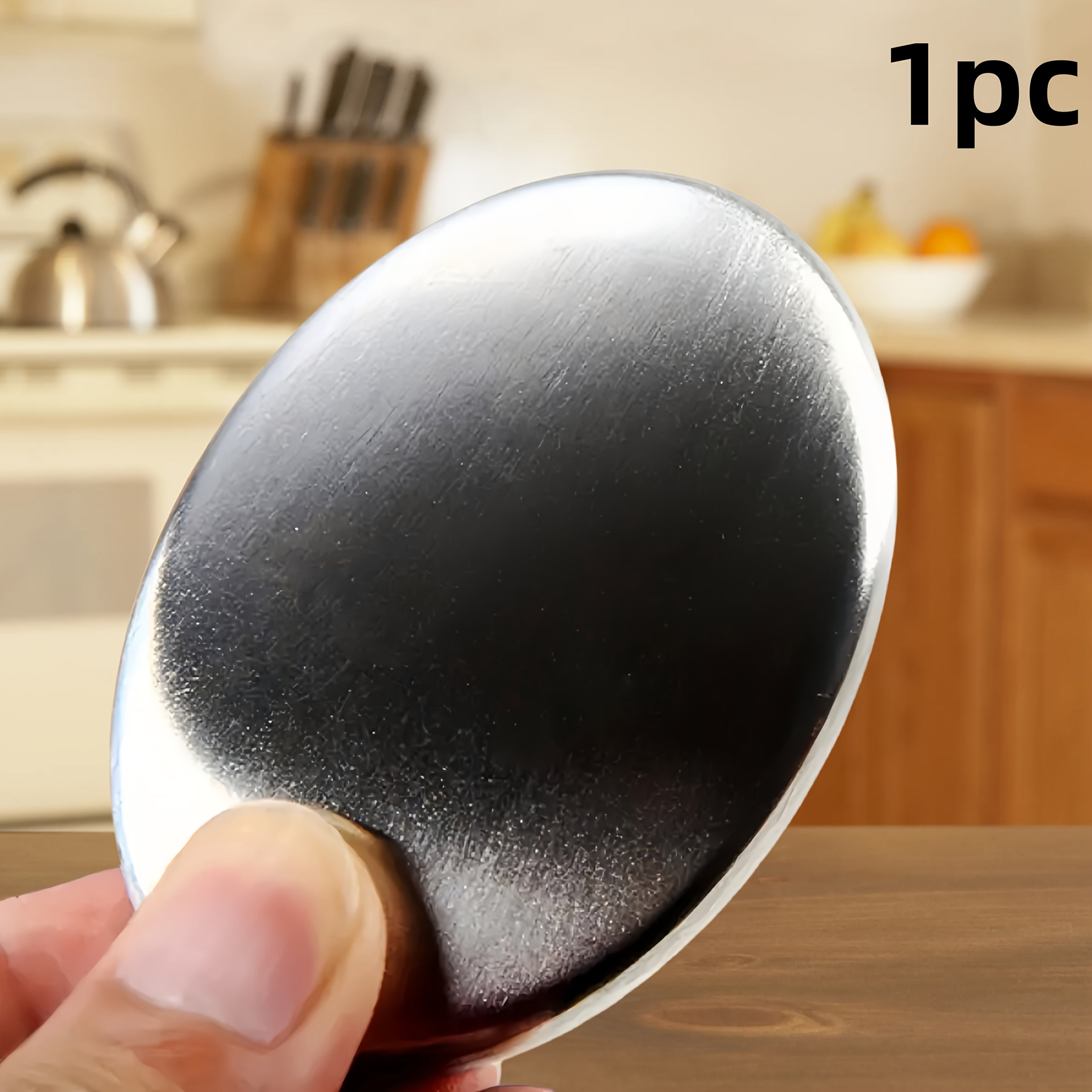 Oval Stainless Steel Soap Odor Neutralizer with Black Holder for Kitchen Bathroom