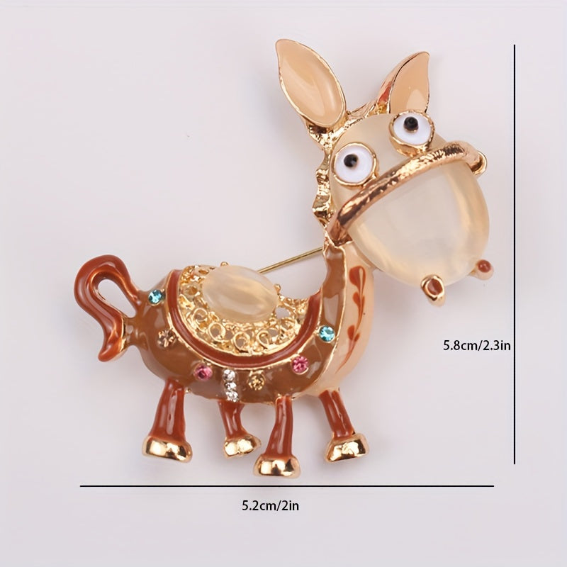 Ayollar uchun vintage ilhomlangan rhinestone eshak brosh pin, g'ayritabiiy retro aksessuar