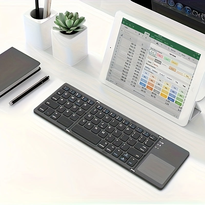 Wireless Portable Three-Fold Keyboard with Touchpad Ultra-Thin Rechargeable Lithium Polymer Battery