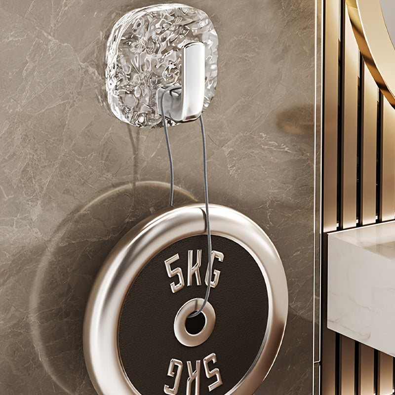 4-Pack Glacier Pattern No-Drill Wall Hooks for Kitchen and Bathroom Storage