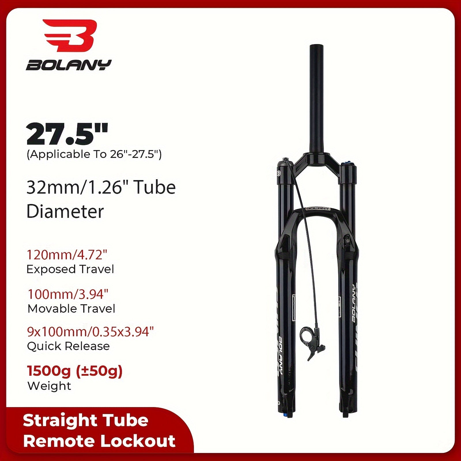 Mountain Bike Air Suspension Fork 120mm Travel Aluminum Alloy Black Universal Fit