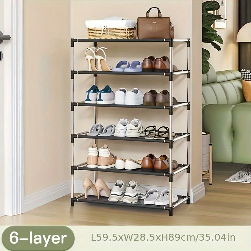 Estante de almacenamiento para zapatos negros con múltiples capas que sostiene de 18 a 21 pares para la organización del hogar