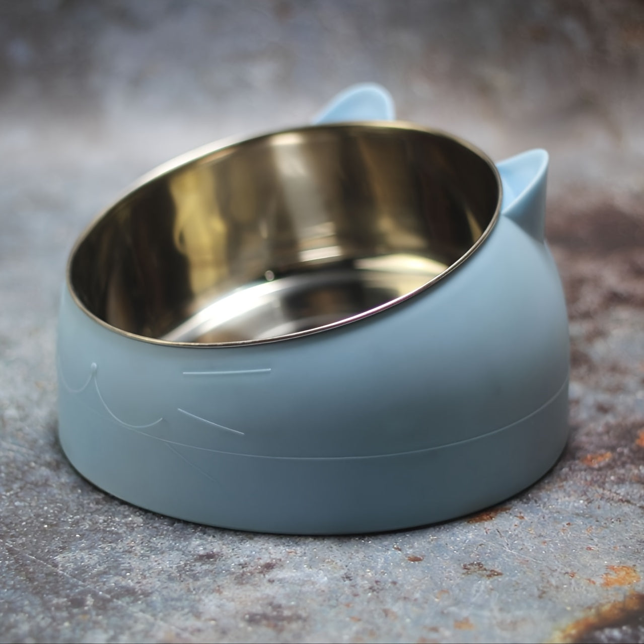 Raised Stainless Steel Cat Food Bowl with Non-Slip Base and 100ml Capacity