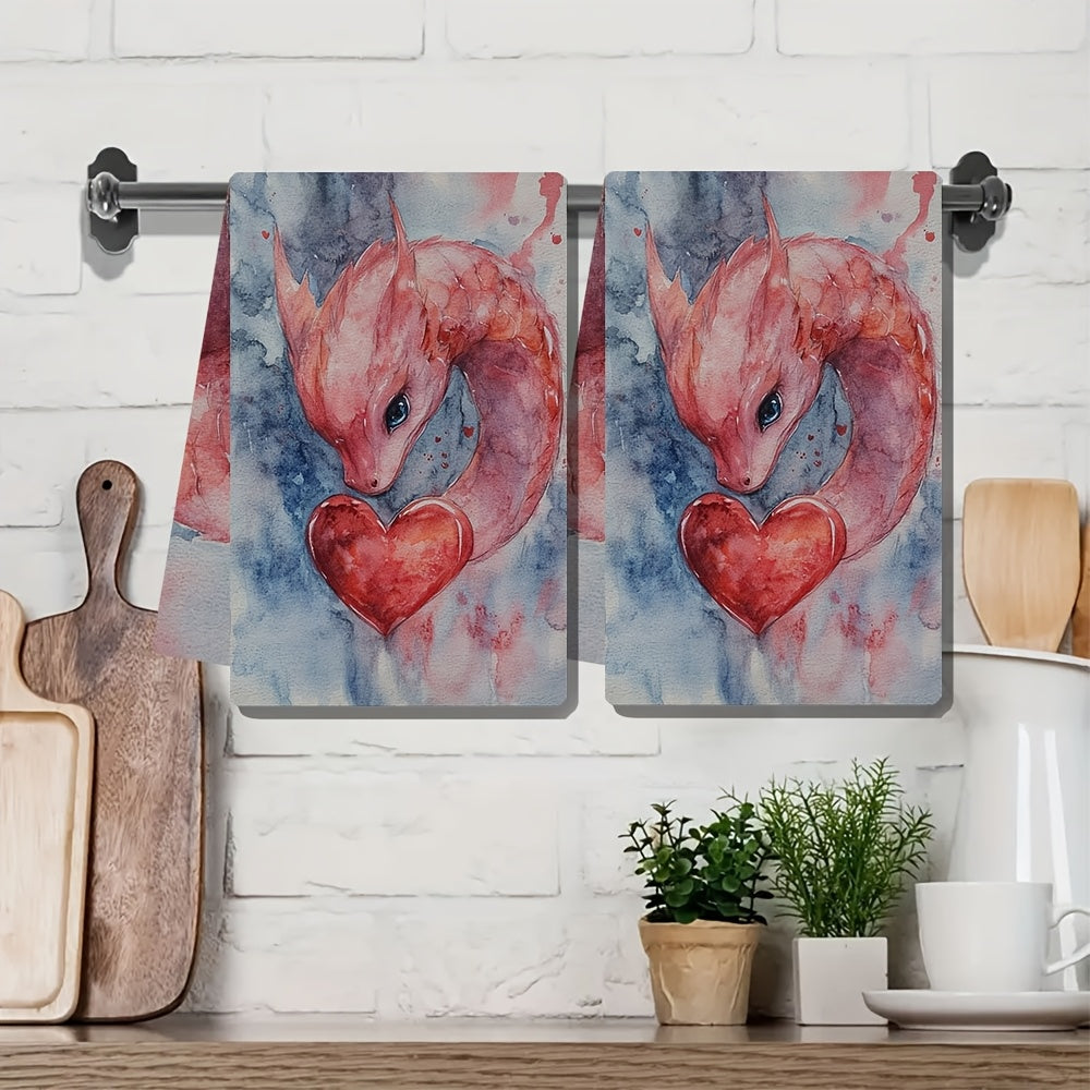 Set of 2 Ultra-Soft Absorbent Kitchen Towels for Dish Drying and Holiday Decor