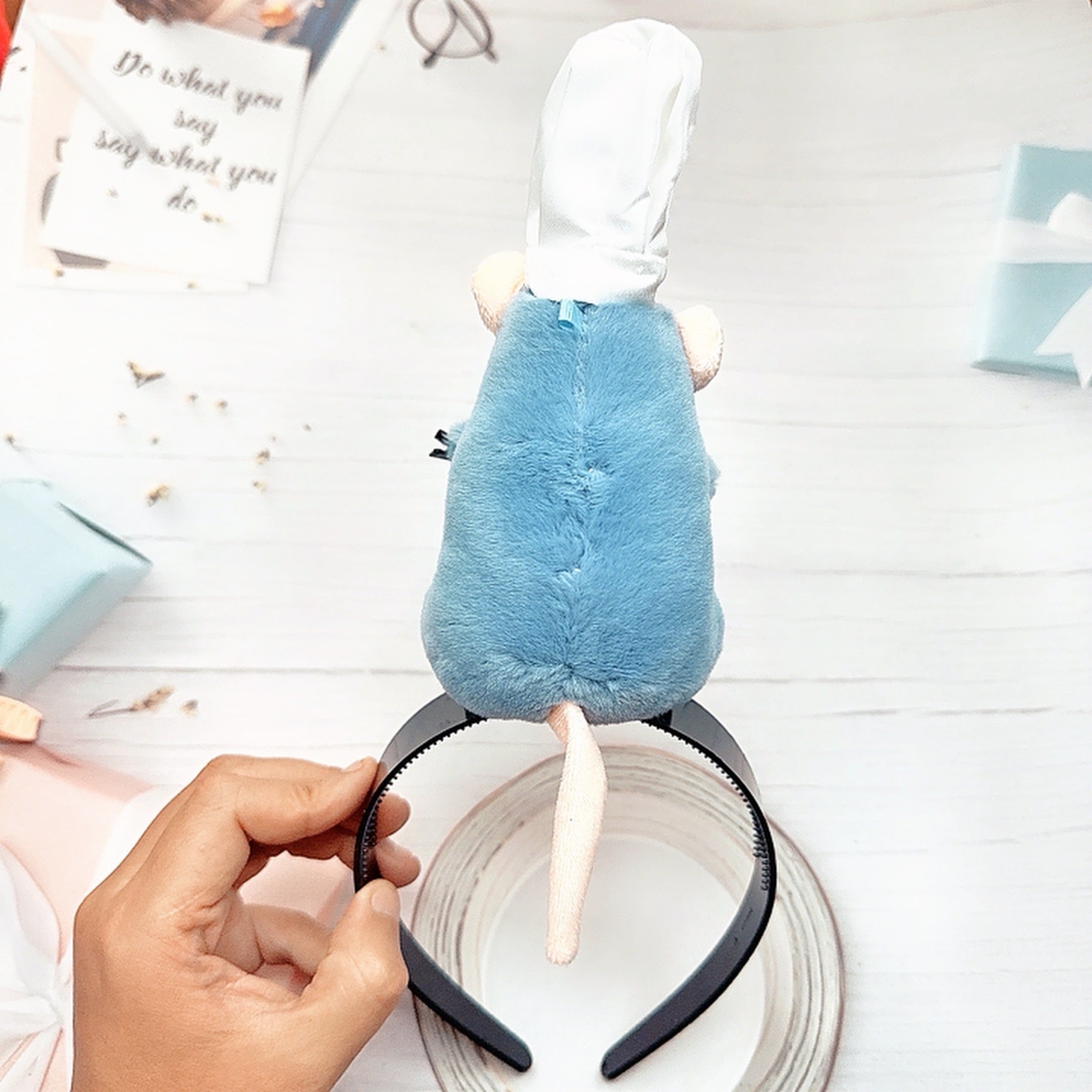 Fuzzy Mouse Headband for Women Halloween Cosplay Hair Accessory Fall Winter