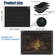 Festive Magnetic Fireplace Blanket 100cm x 39cm PVC Fireproof Cover