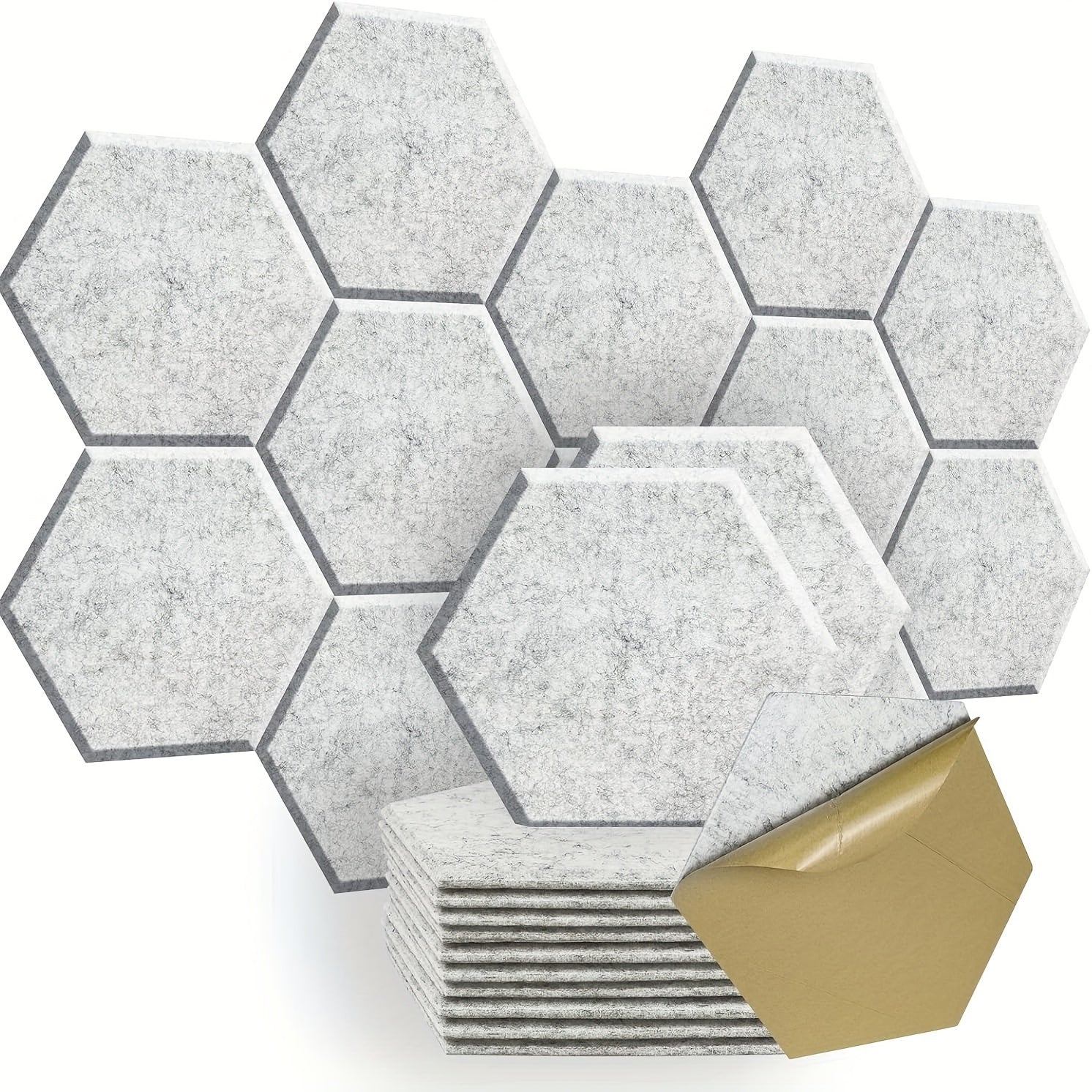 Paneles acústicos autoadhesivos de diseño hexagonal 30.48cm x 25.4cm baldosas absorbentes de ruido