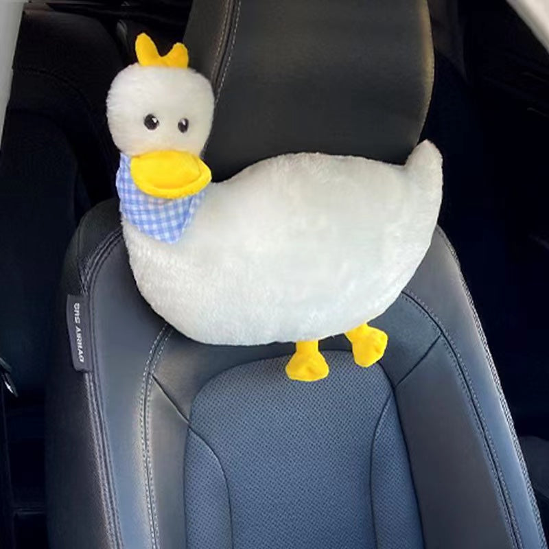 Almohada de apoyo para cuello con diseño de pato para cabezal de coche de dibujos animados adorable