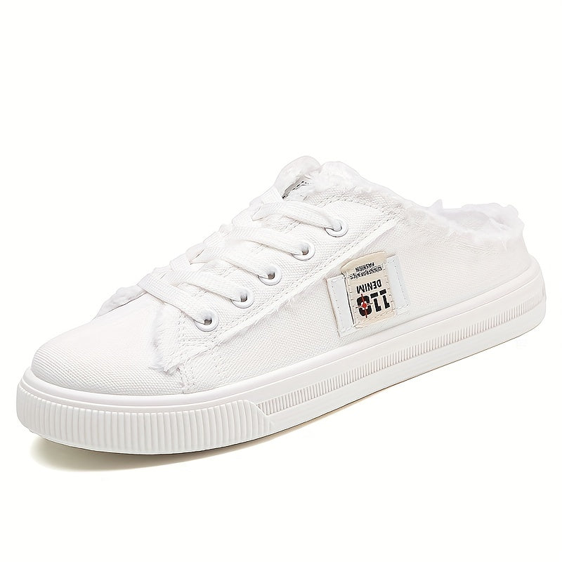 Women's Canvas Loafers Slip-On Flat Shoes Casual All-Match White