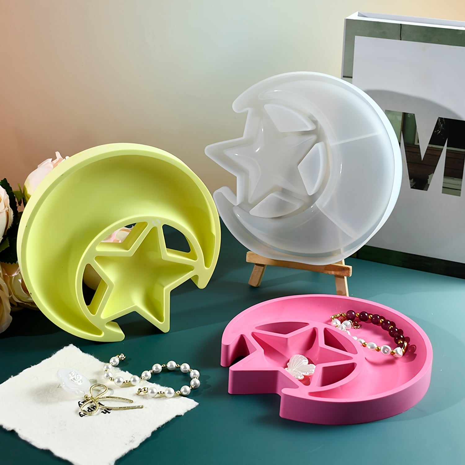 Silicone Resin Molds Star and Moon Shapes for DIY Crafts Jewelry Display and Home Decor