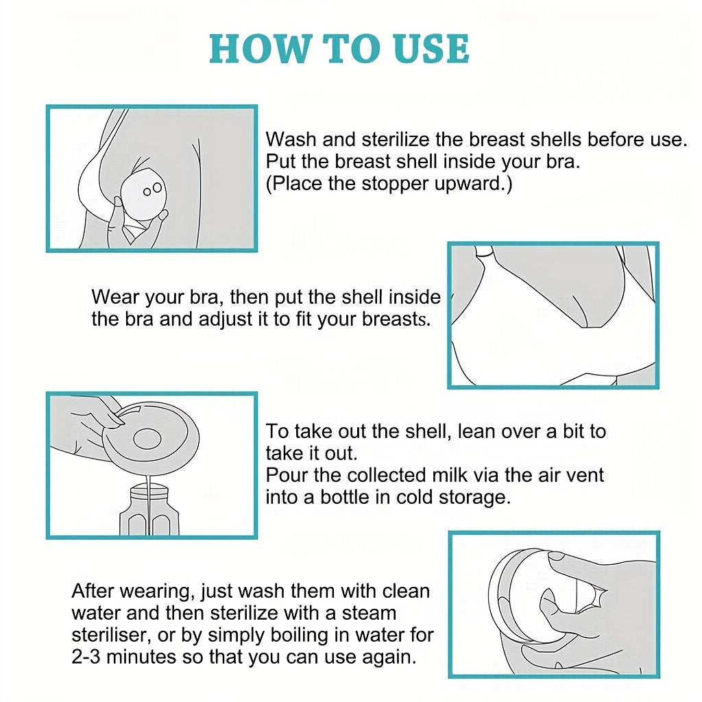 Portable Breast Pads, 2 Pieces, Leakproof, Absorbent, Reusable for Nursing Mothers