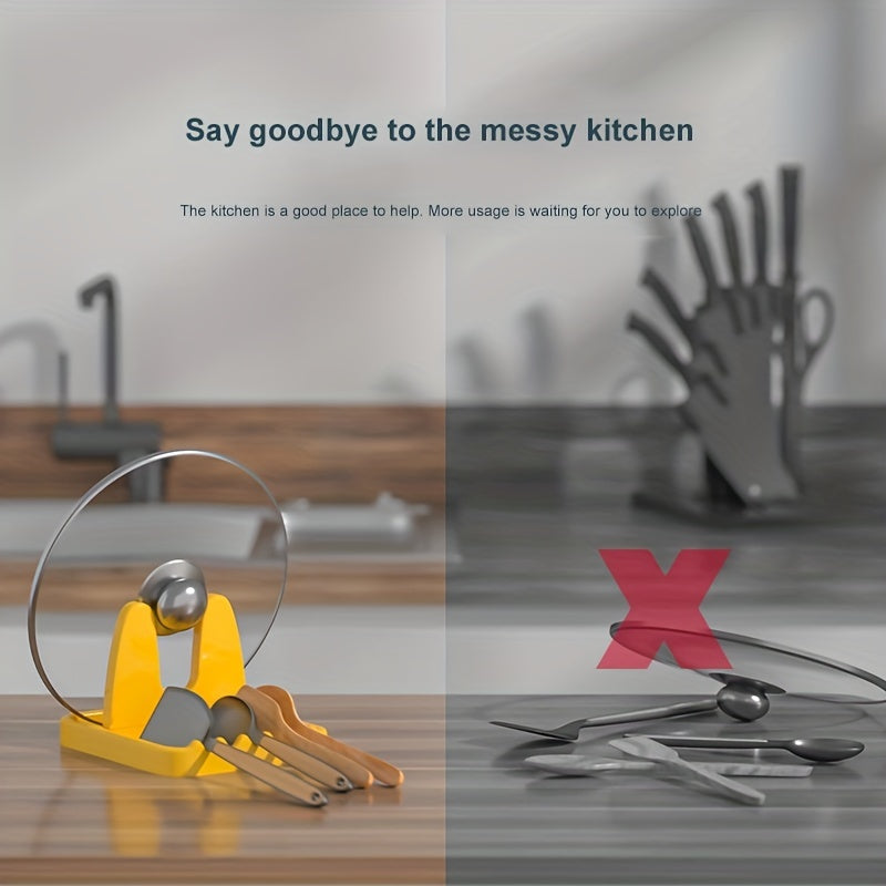 Bir parcha ko'p funksiyali oshxona qozon qopqog'i stendi va asboblar damgasi - yig'iladigan va ixcham ish stoli tashkilotchisi