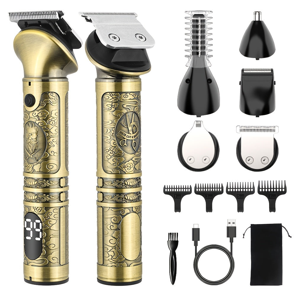 Мужской набор для ухода 6-в-1: триммер для бороды, электробритва, машинка для стрижки волос, триммер для усов, триммер для носа